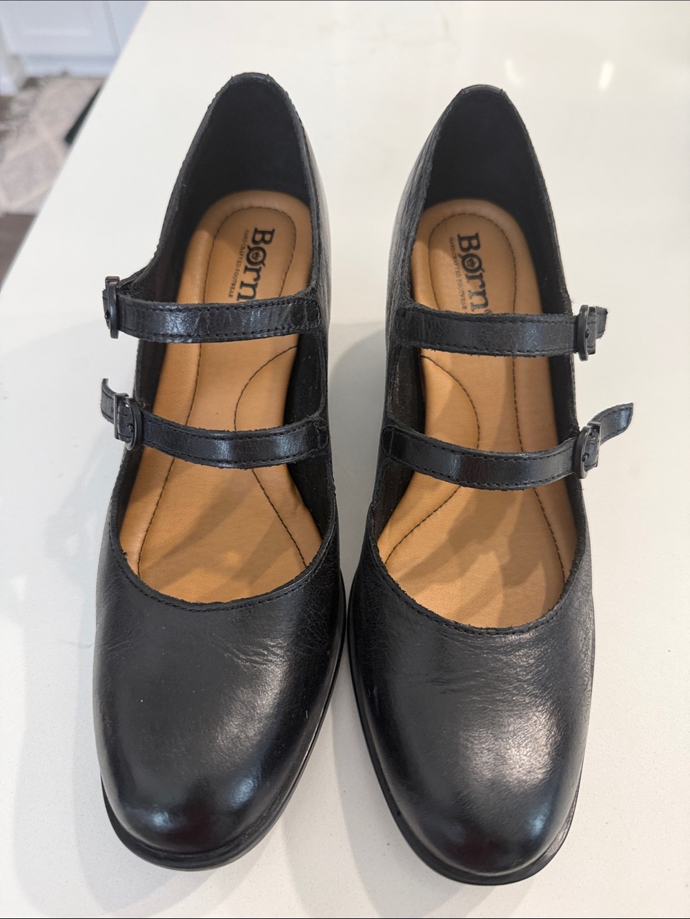 Born Black Double-Strap Mary Jane Heels